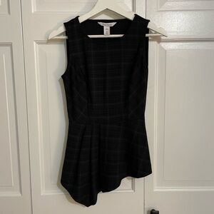 White House Black Market Checkered Asymmetrical Sleeveless Top